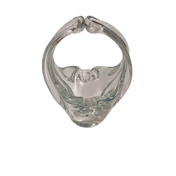 Murano Clear Crystal Basket - Picture 2 of 4